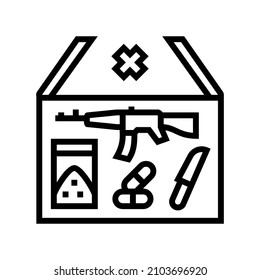 vector de icono de línea de mercancías prohibidas. señal de mercancías prohibidas. símbolo de contorno aislado ilustración negra
