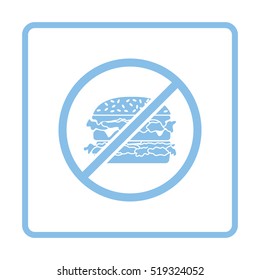  Prohibited hamburger icon. Blue frame design. Vector illustration.