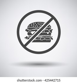 Prohibited hamburger icon on gray background with round shadow. Vector illustration.