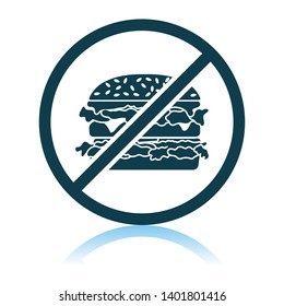 Prohibited Hamburger Icon. Shadow Reflection Design. Vector Illustration.