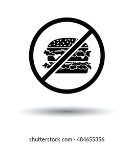  Prohibited hamburger icon. White background with shadow design. Vector illustration.
