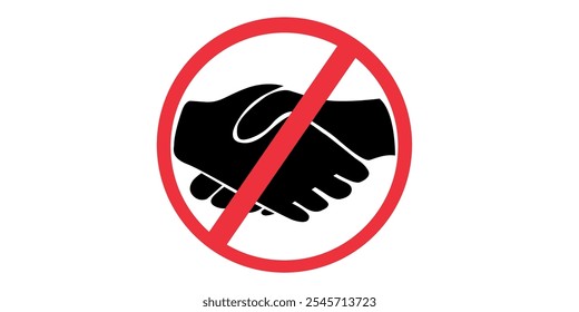 Icono de apretón de manos prohibido con círculo y línea rojos, que simboliza que no hay contacto o Acuerdo restringido.
