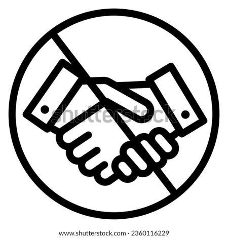 Prohibited handshake line icon, economic sanctions concept, No Handshake sign on white background, No dealing or No collaboration icon in outline style for mobile and web. Vector graphics