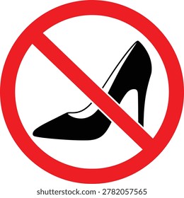 Prohibited high heel shoes icon with red circle Vector