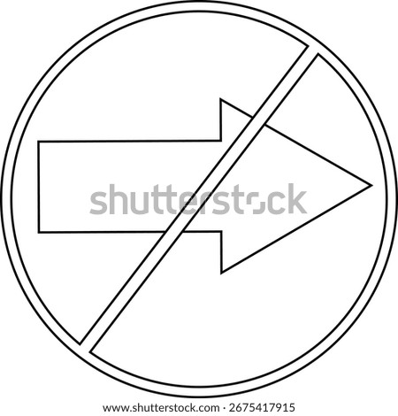 prohibited icon and right arrow icon with white background.with black lines