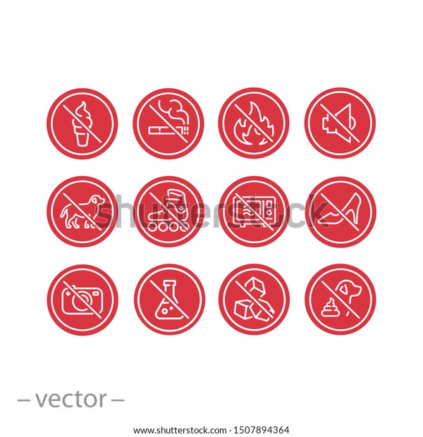 Prohibited Icon Set Forbidden Signs Such Stock Vector Royalty Free Shutterstock