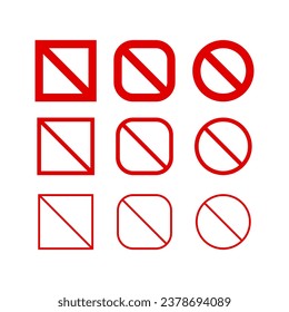 Prohibited icon set in various styles. Vector.