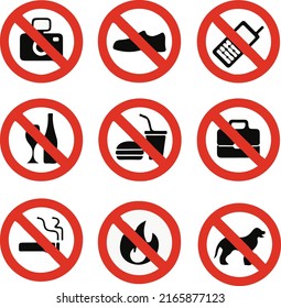 Prohibited icon vector illustration on public transport by car or plane.
