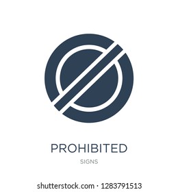 prohibited icon vector on white background, prohibited trendy filled icons from Signs collection, prohibited vector illustration
