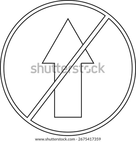 prohibited icons and up arrow icons with a white background.with black lines