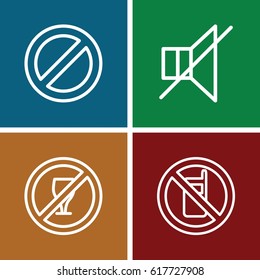 Prohibited icons set. set of 4 prohibited outline icons such as no phone, prohibited, no sound