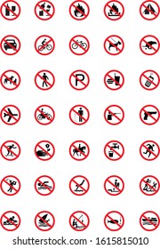 Prohibited icons set for signs and stickers