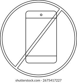 prohibited icons and smartphone icons with white background.with black lines