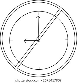 Iconos prohibidos e iconos del reloj de pared con el fondo blanco. Con las líneas negras