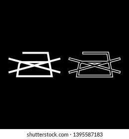 Prohibited Ironing is not allowed Clothes care symbols Washing concept Laundry sign icon outline set white color vector