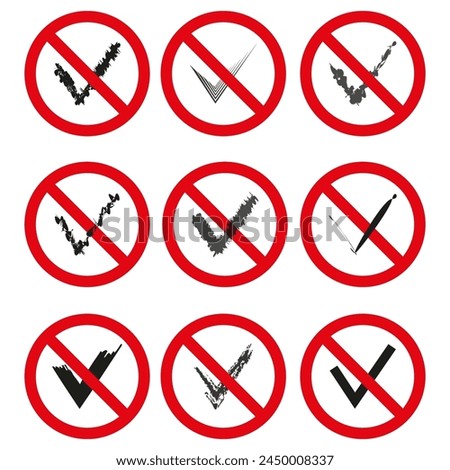 Prohibited items icons set. No weapons or tools allowed. Vector illustration. EPS 10.