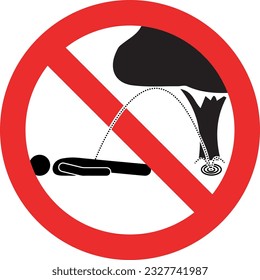 Prohibited to lie on your back while public urinating joke sign