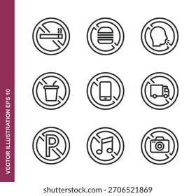 Iconos de línea prohibidos - Mini icono de la serie de colección