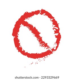 Icono de marca prohibida dibujado con un pincel. Vector.