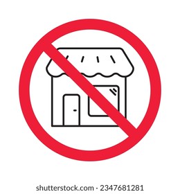 Prohibited market vector icon. No store icon. Forbidden supermarket icon. No store sign. Warning, caution, attention, restriction, danger flat sign design symbol pictogram