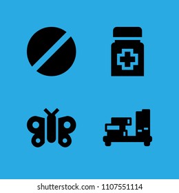 prohibited, medicine, butterfly and shelf icons vector in sample icon set for web and graphic design