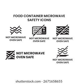 Conjunto de iconos de seguridad de advertencia de horno de microondas prohibido
