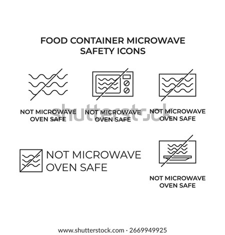 Prohibited Microwave Oven Warning Safety Icons

