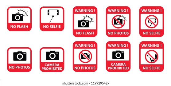 Prohibited No camera stick No selfie sticks for mobile phone flash Stop halt allowed area signs Forbidden monopod zone sign Vector pictogram icon or icons symbol Beware smartphone webcam self-portrait