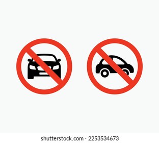 Prohibited No car or no parking traffic sign, No car allowed street sign vector