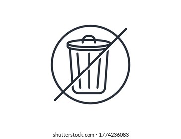 Prohibited. No. Trash can outline icon isolated on white background. Pictogram icon line symbol for website design, mobile application, ui. Vector illustration. Eps10