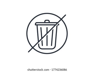 Prohibido. No. La basura puede dibujar un icono de contorno aislado en el fondo blanco. Símbolo de línea de icono de pictograma para diseño de sitio web, aplicación móvil, ui. Ilustración vectorial. Eps10