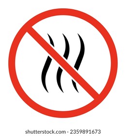 Prohibited odor, no smell sign. Forbidden smoke, heat symbol. Vector icon