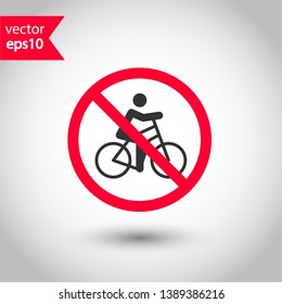Prohibited parking vector icon. No bicycle icon. Forbidden bicycling icon. No bicycle ride vector sign. Warning, caution, attention, restriction, danger flat sign design. EPS 10 symbol