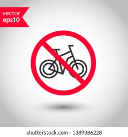 Prohibited parking vector icon. No bicycle icon. Forbidden bicycling icon. No bicycle ride vector sign. Warning, caution, attention, restriction, danger flat sign design. EPS 10 symbol