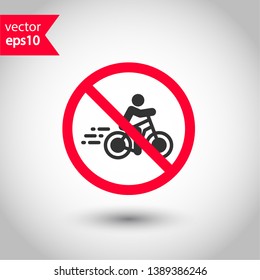 Prohibited parking vector icon. No bicycle icon. Forbidden bicycling icon. No bicycle ride vector sign. Warning, caution, attention, restriction, danger flat sign design. EPS 10 symbol