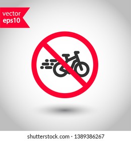 Prohibited parking vector icon. No bicycle icon. Forbidden bicycling icon. No bicycle ride vector sign. Warning, caution, attention, restriction, danger flat sign design. EPS 10 symbol