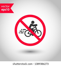 Prohibited parking vector icon. No bicycle icon. Forbidden bicycling icon. No bicycle ride vector sign. Warning, caution, attention, restriction, danger flat sign design. EPS 10 symbol
