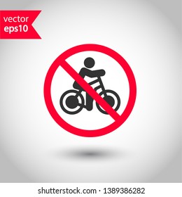 Prohibited parking vector icon. No bicycle icon. Forbidden bicycling icon. No bicycle ride vector sign. Warning, caution, attention, restriction, danger flat sign design. EPS 10 symbol