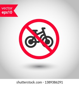 Prohibited parking vector icon. No bicycle icon. Forbidden bicycling icon. No bicycle ride vector sign. Warning, caution, attention, restriction, danger flat sign design. EPS 10 symbol