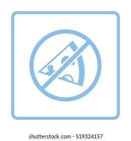 Prohibited pizza icon. Blue frame design. Vector illustration.