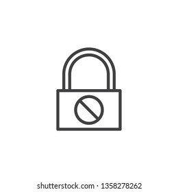 Prohibited protection lock line icon. linear style sign for mobile concept and web design. Forbidden padlock outline vector icon. No password encryption symbol, logo illustration. Pixel perfect vector