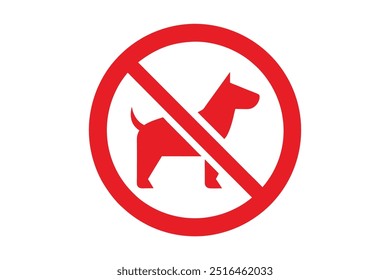 Prohibited red Signs dog with white backgound.