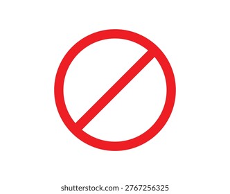 Prohibited Red Strikeout Circle Template Vector Illustration for Warning and Safety Signs