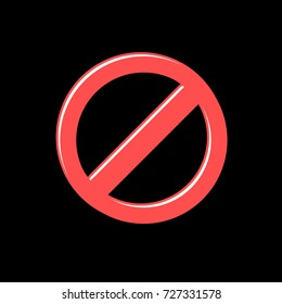 Prohibited red vector sign in flat cartoon style. Icon for your design. Modern vector illustration on black background.