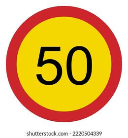 Prohibited road signs. Speed limit 50. Traffic signs.