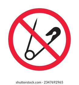 Icono vectorial del pasador de seguridad prohibido. No hay ningún icono de seguridad. Icono de seguridad prohibido. Sin signo de pin. Advertencia, precaución, atención, restricción, símbolo de diseño de señal plana de peligro pictograma