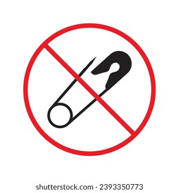 Icono vectorial del pasador de seguridad prohibido. No hay ningún icono de seguridad. Icono de seguridad prohibido. Sin signo de pin. Advertencia, precaución, atención, restricción, peligro símbolo de diseño plano símbolo pictograma interfaz de usuario UX