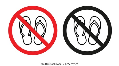 Prohibited Sandals or Slippers. No Footwear Allowed Sign. Footwear Ban in Specific Area