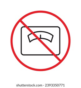 Prohibited scale weight vector icon. No scale weight icon. Forbidden scale weight  icon. No scale sign. Warning, caution, attention, restriction, danger flat sign design symbol pictogram UX UI icon