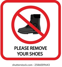 Prohibited shoe vector icon. No shoes icon. Forbidden shoe icon. No shoes sign. Warning, caution, attention, restriction, danger flat sign design symbol pictogram, Prohibition symbol modern, simple